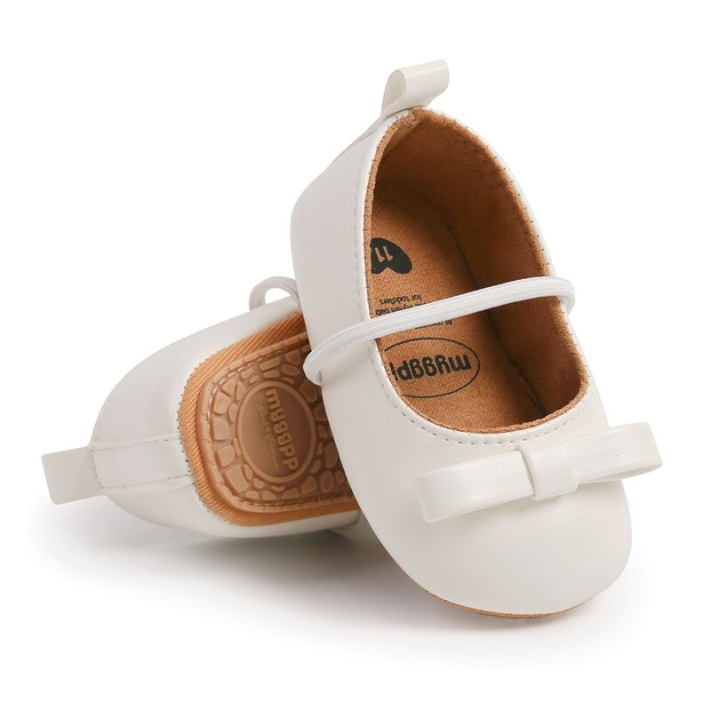 Monocromático Bowknot Mary Jane Sapatos para bebês, Princesa fofa chinelos para bebê, Vestido de casamento adorável sapatos