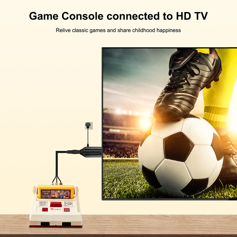 RCA AV para HDMI Video Converter, AV CVBS L R para HDMI, 1080P, AV2HD, Comprimento do Cabo 70cm, 1m, Nova Chegada