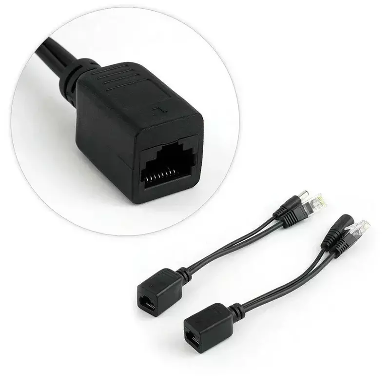 POE kabel pasif kabel adaptor atas Ethernet kabel POE Splitter RJ45 modul suplai daya injektor 12-24v untuk IP Camea