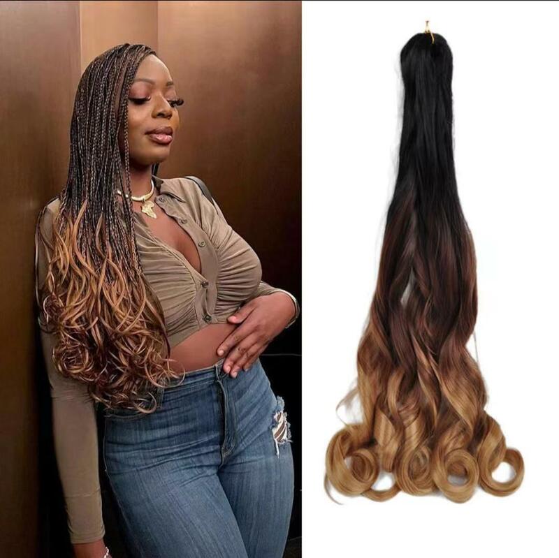 Curly Crochet Braiding Hair Synthetic Loose Wave Ombre Braids Hair for Women Spiral Curls Pre Stretched Hair Extensions
