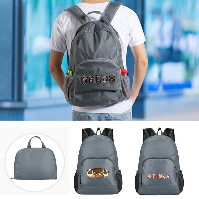 Portable Foldable Backpack Men Waterproof Travel Climbing Bag Nylon Cartoon Pattern Hiking Backpacks Women Outdoor Sports Bags