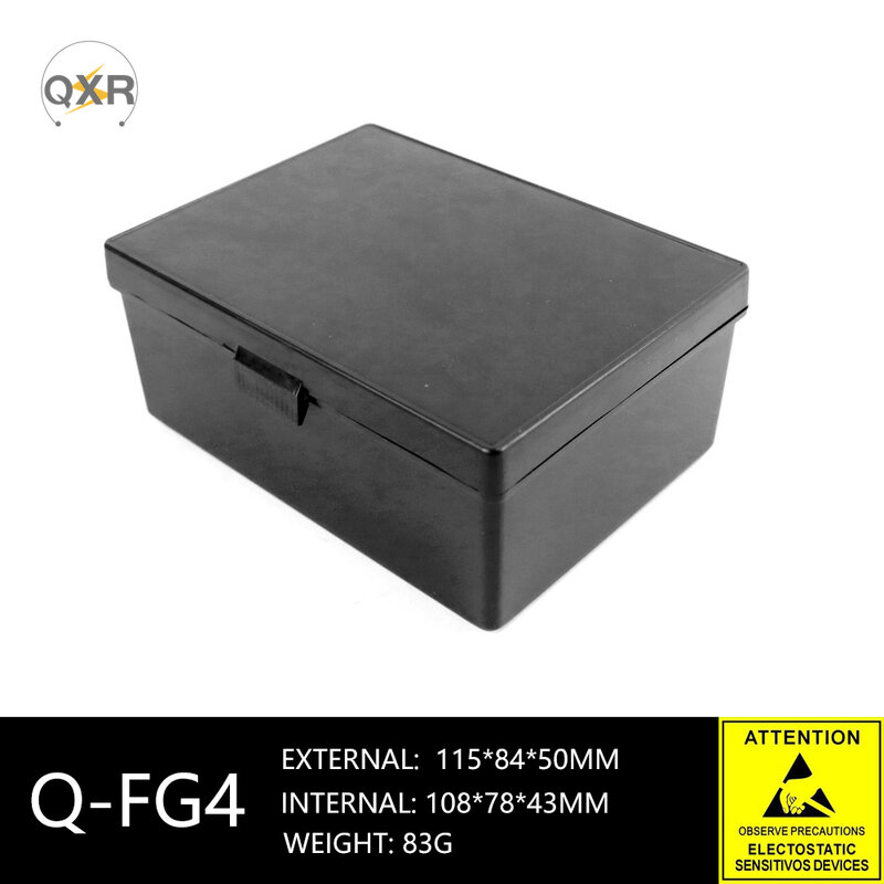 Qxr fg04 esd pequena caixa de aleta capa pequena caixa de plástico antiestática preta pequena caixa de armazenamento condutora de banco de reparação