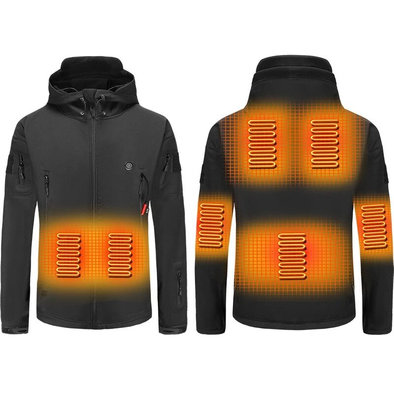 Jaket Pemanas Listrik Luar Ruangan Musim Dingin Pria Jaket Hangat Pria Biaya USB Pakaian Hiking Ski Panas Cerdas