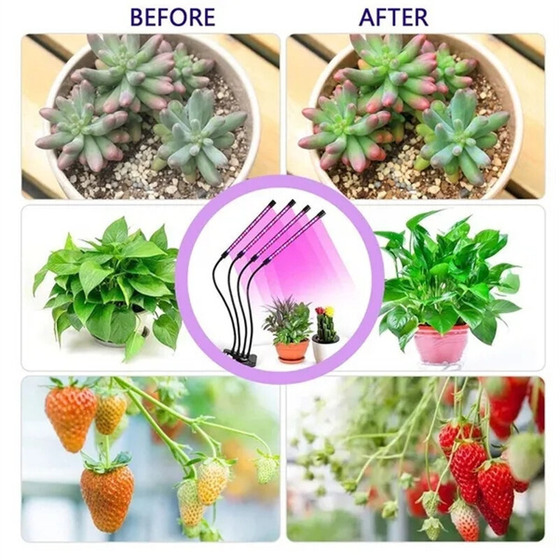 USB LED Plant Grow Light Indoor Garden 10 Dimmable Levels Grow Light Full Spectrum Timer Setting Hydroponic Greenhouse 3H/9H/12H