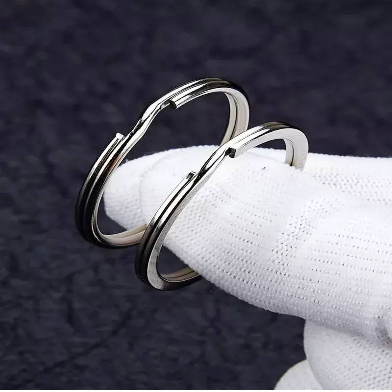 10-50 buah 25/30mm cincin kunci baja tahan karat cincin pemisah garis datar bulat gantungan kunci untuk membuat perhiasan gantungan kunci dipoles Temuan DIY