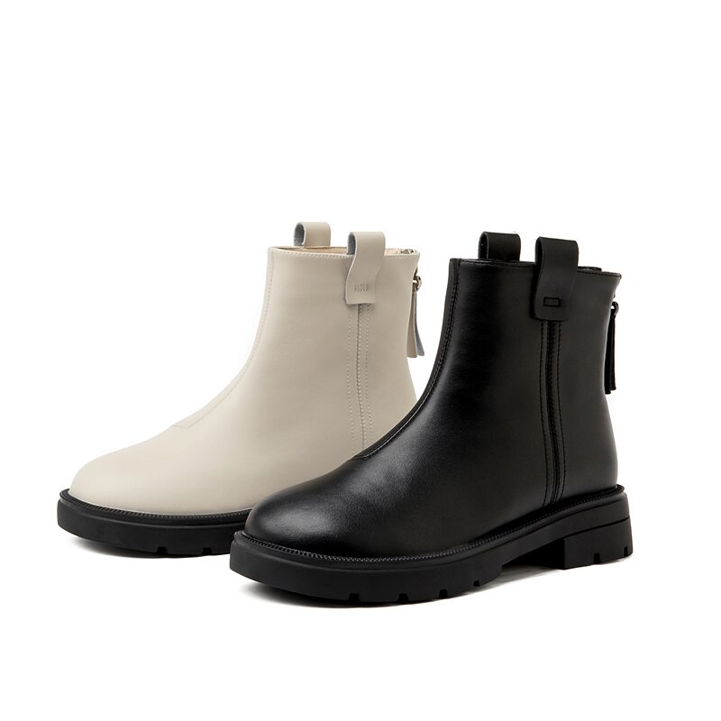 AIYUQI krótkie buty damskie prawdziwej skóry 2024 nowe zimowe damskie Chelsea Boots brytyjski styl Vintage damskie nakle buty