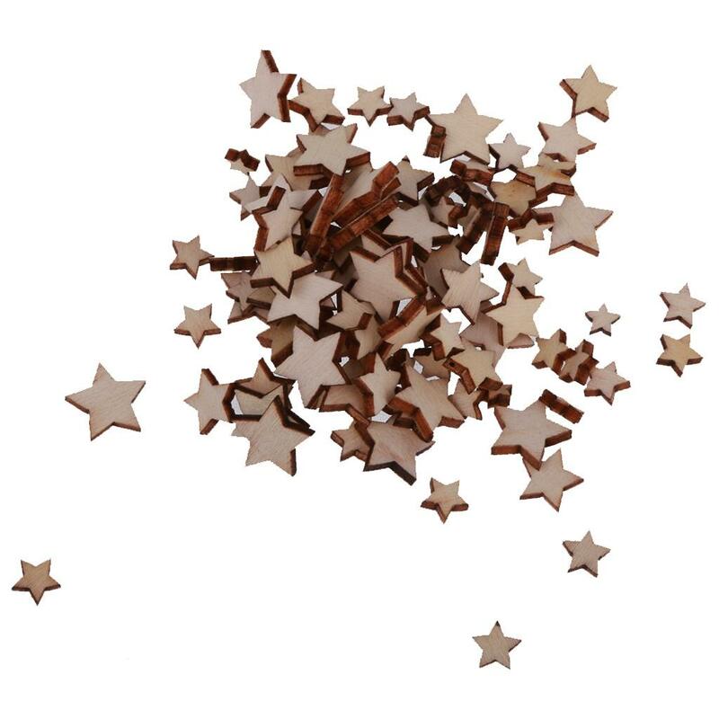 空の星の木製スライスディスク装飾、ヴィンテージウェディングクラフト、2x、100x