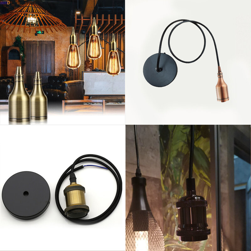Lampe suspendue Edison E27 au design nordique simpliste et Vintage, design simpliste et simpliste, luminaire décoratif de plafond avec douille