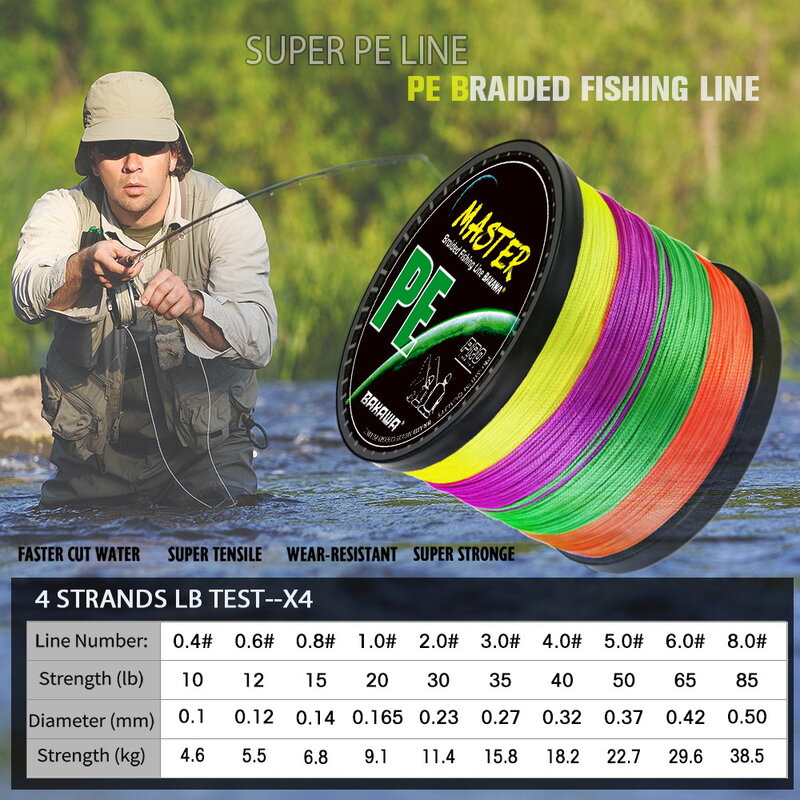 BAKAWA Carp Fishing Line 300M 500M 1000M 100M 4 Strands Braided  Japan Multifilament PE Wire Super Strong Durable Smooth Tackle