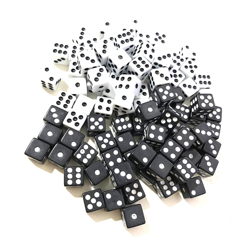 Juego de rompecabezas de dados de punta cuadrada para niños, 50 piezas, 8MM, 10MM, 6 caras, tamaño pequeño, 8mm, cubo blanco y negro