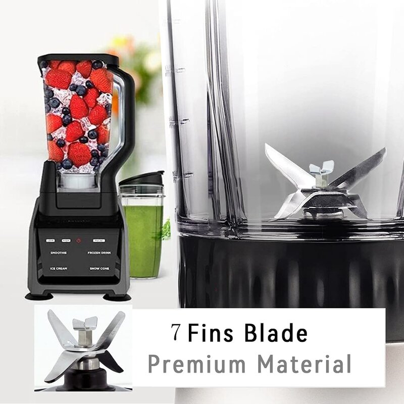 For Ninja Blender Replacement Parts Assembly 7 Fins, Extractor Blade Blender Cup Parts for BL451 BL456