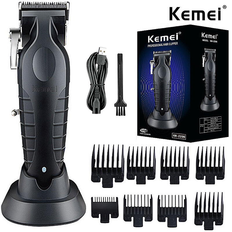 Kemei-男性用のプロ用バリカン,調整可能なコードレス電気バリカン,充電式,リチウム電池付き