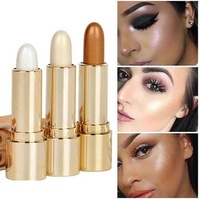 3 Colors Brighten Highlighter Bar Cosmetic Face Contour Bronzer Shimmer Highlighter Stick Concealer Cream Beauty Makeup Product