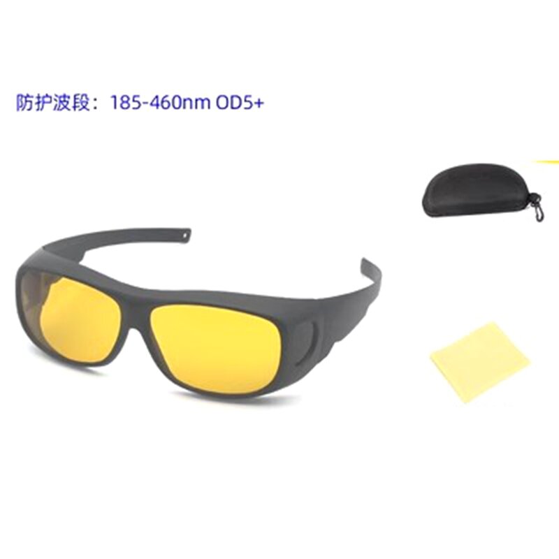 185-460nm gogle UV OD5 + niebieskie okulary z filtrem UV