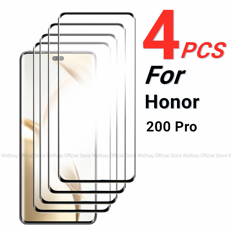 กระจกขอบโค้ง3D 2/4ชิ้นสำหรับ Honor 200 Pro กระจก Honor 200 Pro อุปกรณ์ป้องกันหน้าจอเคสโทรศัพท์แบบกระจกเทมเปอร์สำหรับ Honor 200 Pro
