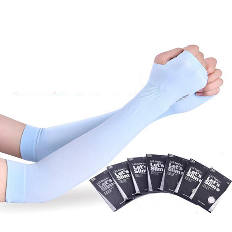 Ice Silk Arm Sleeve Sport Sunscreen Sleeves Cooling Arm Warmers Solid Color Over Sleeve  Sun Protective UV Cover Golf Unisex