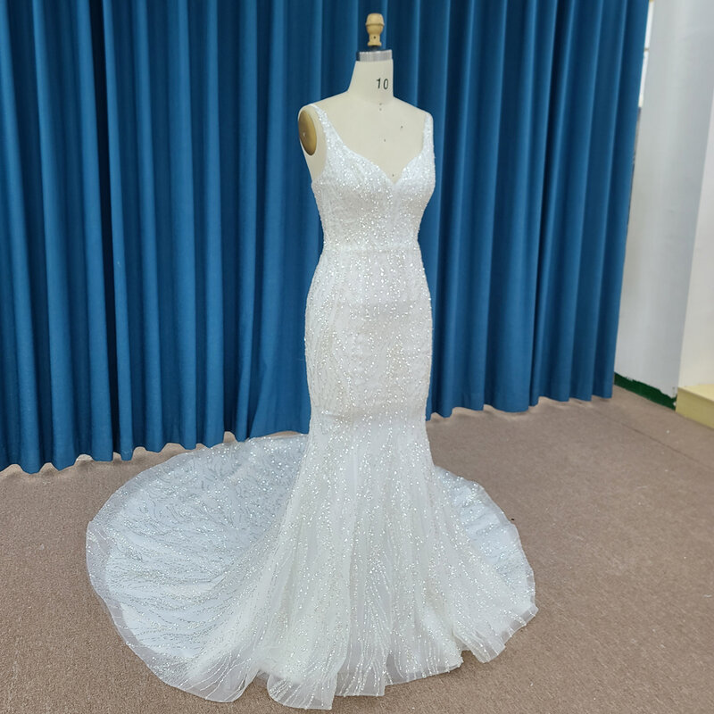 Brand New Popular Design Wedding Gown For Bride 2024 Organza A-line Zipper Wedding Gowns Spaghetti Straps Vestido Noiva LSSM031