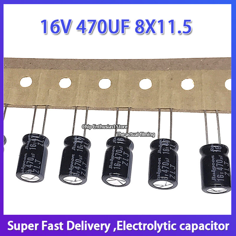 10PCS Rubycon imported aluminum electrolytic capacitor 16V 470UF 8X11.5 ruby ZLJ high frequency and long life