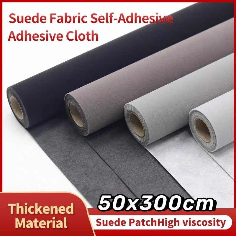300x50cm gulungan garis beludru lengket kain Suede berperekat tinggi multiwarna untuk stiker kulit Interior mobil jahit DIY