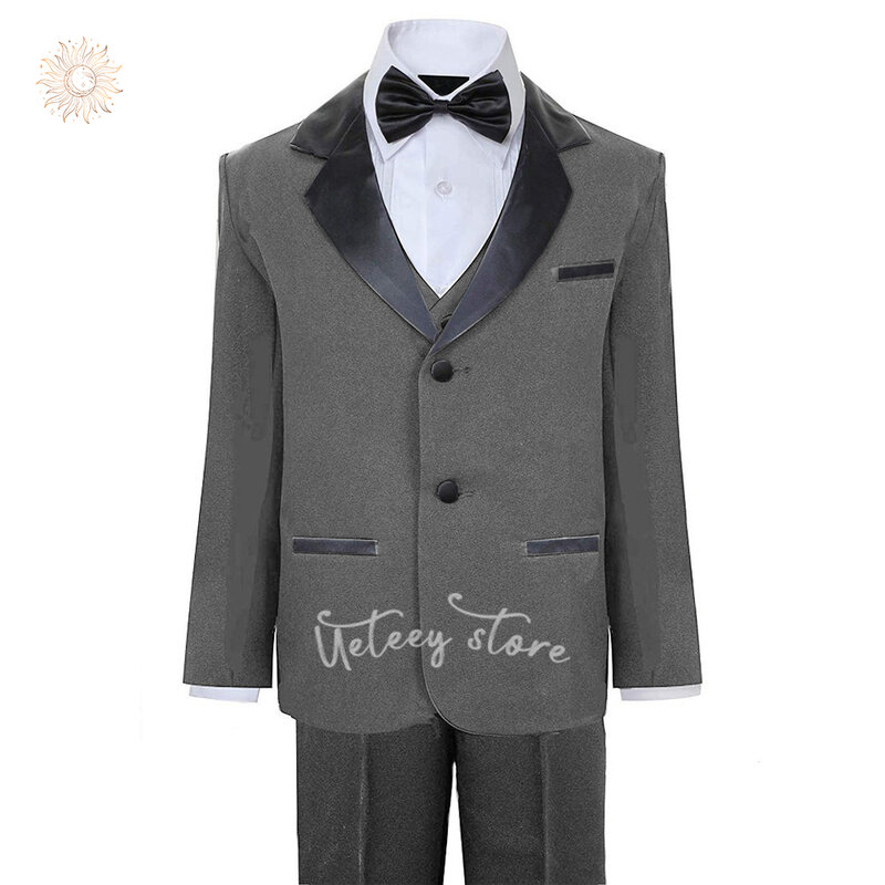 Zestaw formalnym garnitur dla chłopca Slim Fit dziecięcy smokingowe garnitury na ślub nastoletni maluch strój strój