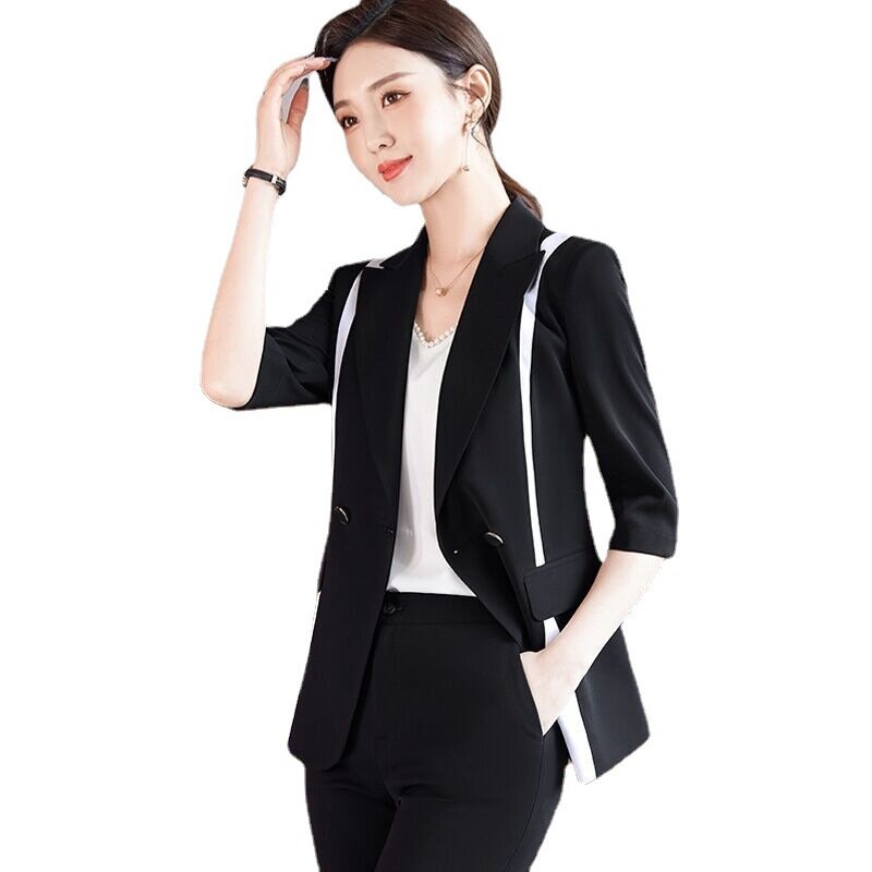 Fashion Women Suits 2023 New Summer Temprament Business Formal Slim Blazer and Flare Pants Office Ladies Work Wear