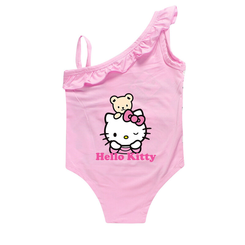 MINISO Hello Kitty Toddler Baby Swimsuit One Piece Kids Girls Swimming outfit Children Swimwear Bathing Suit 2-9Y
