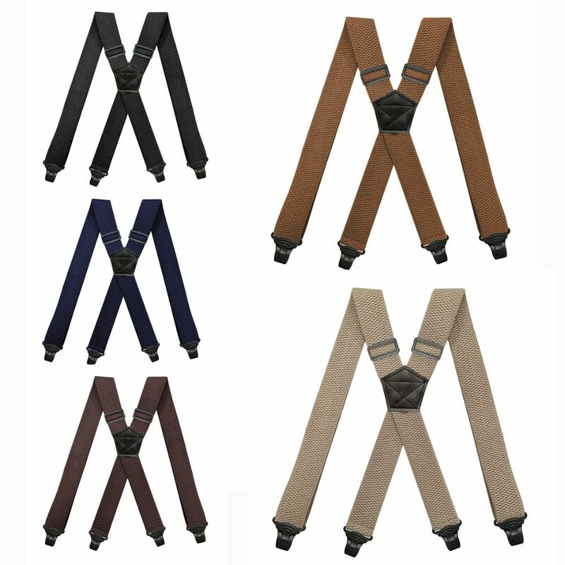 Bretelle larghe 3.8cm bretelle cinturini per pantaloni regolabili Vintage cintura X posteriore 4 clip bretelle elastiche per feste di matrimonio uomo donna