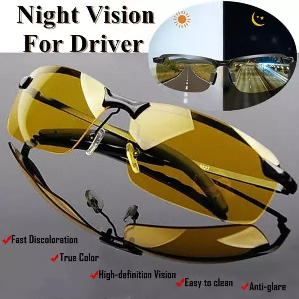 Gafas de conducción de visión nocturna de alta gama para hombres, gafas de sol UV polarizadas, espejo de conductor ultraligero de PC, gafas de conducción al aire libre