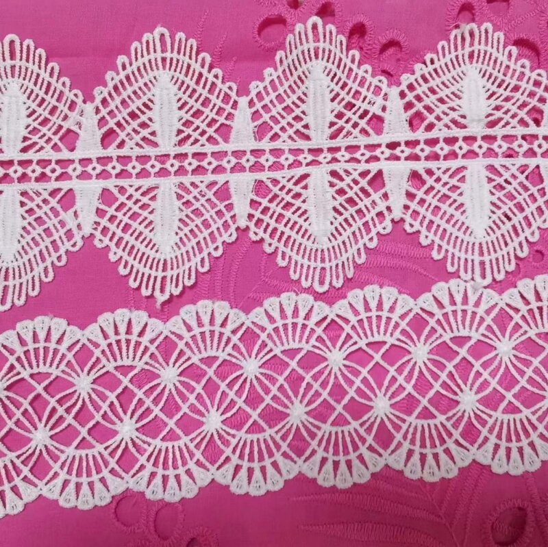 女性用の水溶性刺繍レーストリム,ミルク,シルク,ウエストセクション,幾何学的形状,3ヤード,4.5cm