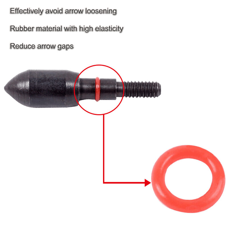 50/100 punti di punta di freccia per tiro con l'arco Lock O-Rings freccia Broadhead sostituzione O-Ring in gomma rosso per la pratica di tiro di caccia al bersaglio