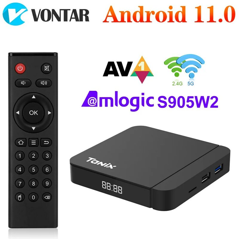 Tanix W2 Smart TV Box Android 11 Amlogic S905W2 4GB 64GB supporto AV1 Dual Wifi Media Player TVBOX Set Top Box 32GB 2GB 16GB