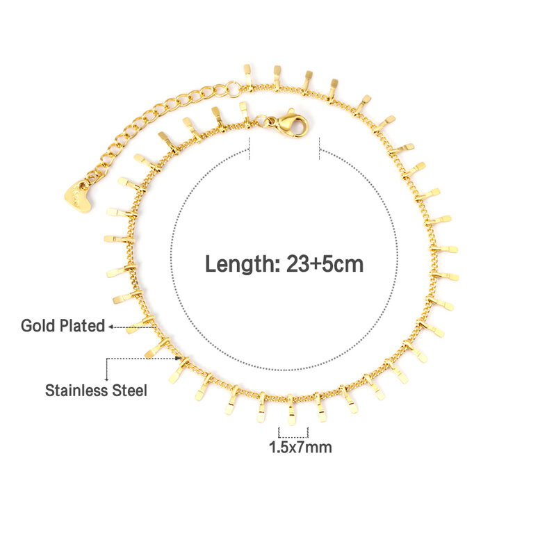 Simple Gold Color Stainless Steel Anklets Bracelets Women Tassel Starfish Leg Chain Heart Tag Foot Jewelry Summer Accessories