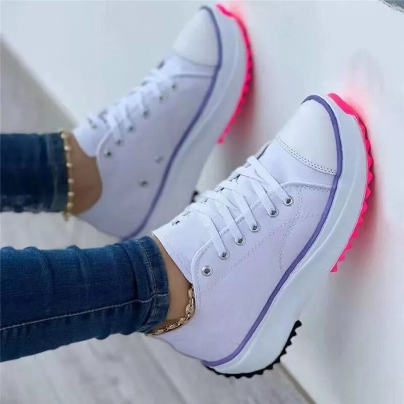 Speedy 2023Classic White Canvas Shoes Sneakers da donna Solid Lace-Up Casual Platform Shoes for Women