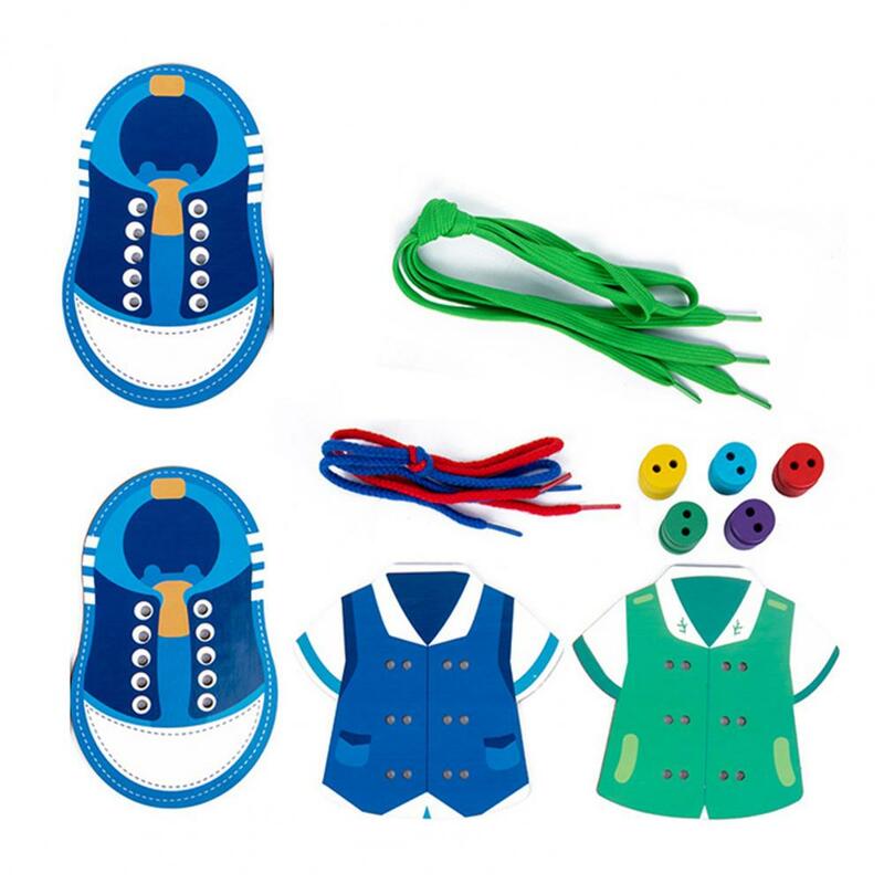 Hot Sales！Threading Toys Attractive Colorful Wood Change Cloth Shoelace Threading Toys for Boys Girls