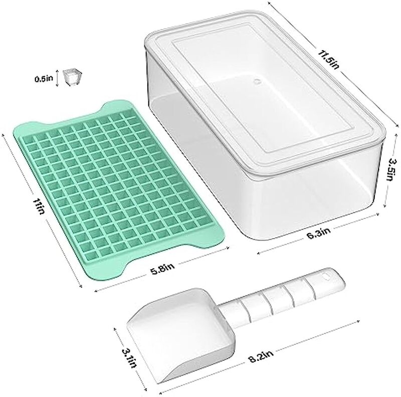 Nampan es batu Mini untuk lemari es: FDDBI nampan es kecil untuk lemari es dengan tempat sampah-135 × 4 buah nampan es yang mudah dilepaskan