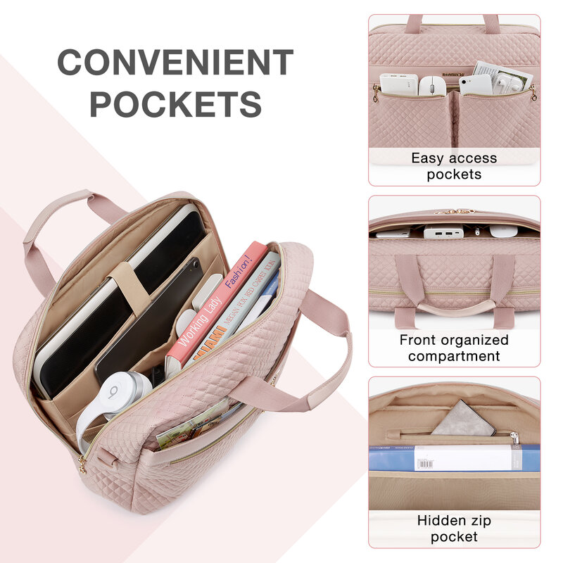 BAGSMART-bolsas para ordenador portátil para mujer, maletín de trabajo de 15,6 y 17,3 pulgadas para Macbook Air Pro 13 y 15