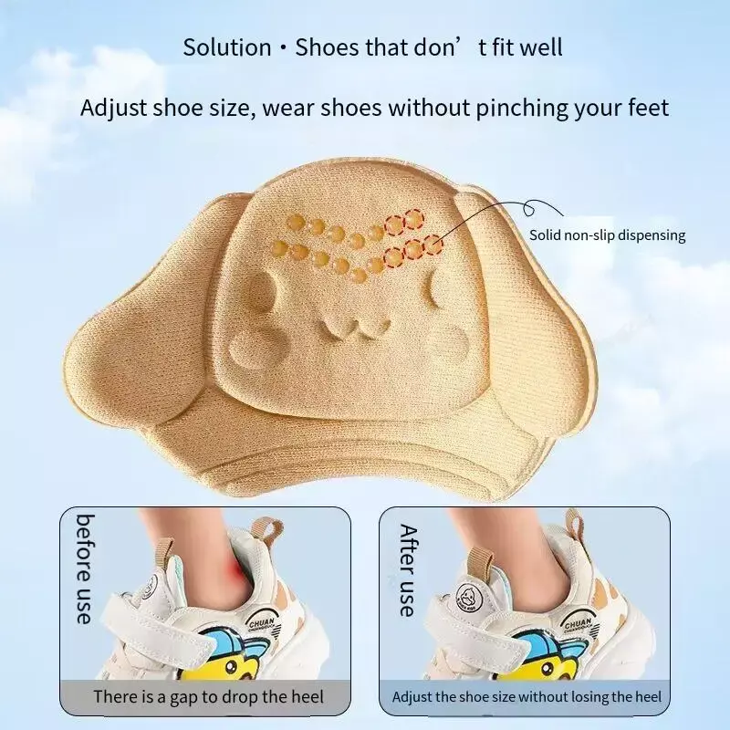 1 para naklejek na obcasie wkładki do butów wkładki dziecięce antypoślizgowe stopy ochraniacze pięt dziecko dopasowuje rozmiar wkładki pielęgnacyjne na poduszkę