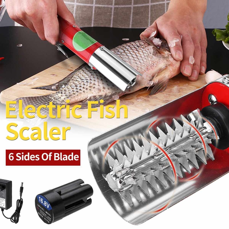 Raspador de pescado eléctrico portátil de carga, removedor, limpiador, escaladores de pesca, batería limpia, raspador, mariscos, herramientas de cocina