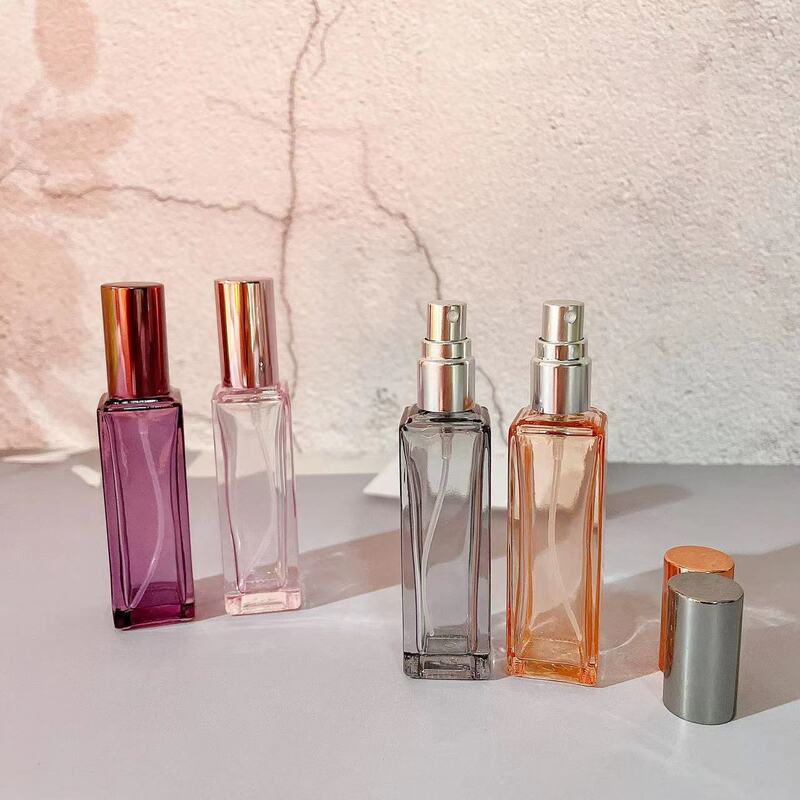 Botellas de Spray de Perfume de 20ml, botella recargable vacía de vidrio, contenedor de cosméticos líquido de viaje portátil, atomizador de Perfume colorido