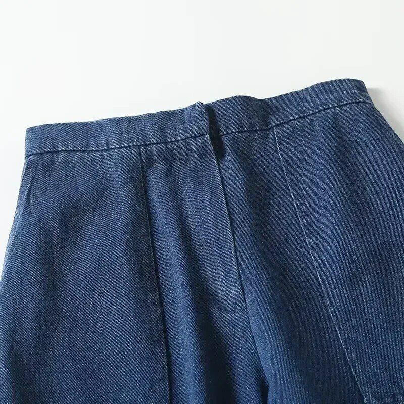 Women in 2023 Chic Fashion Casual High Waist Straight Jeans Retro Zipper Pocket Elastic Waist Female Denim Pants Mujer