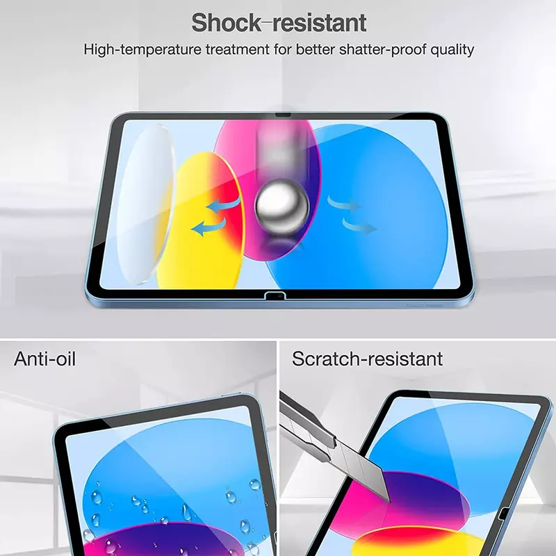 Vidrio templado para Apple iPad 10, Protector de pantalla de cobertura completa, 10,9 pulgadas, 2022, A2757, A2777, 10. ª generación, 10,9 pulgadas