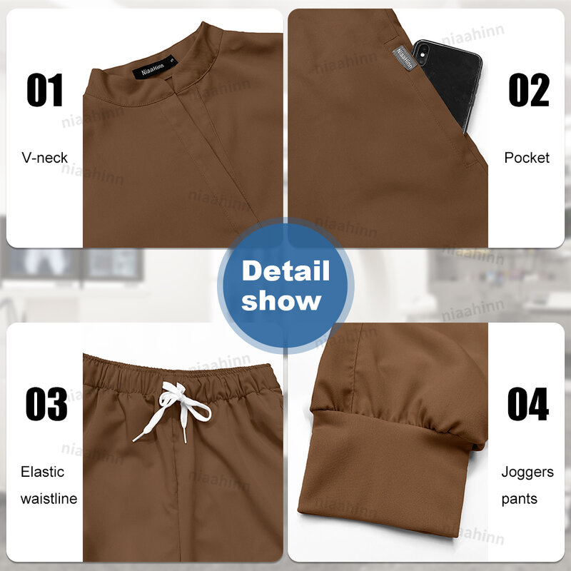 Niaahinn-Conjunto de ropa de trabajo transpirable para mujer, uniforme de laboratorio, ropa de trabajo para médico y Hospital, Color sólido, gran oferta