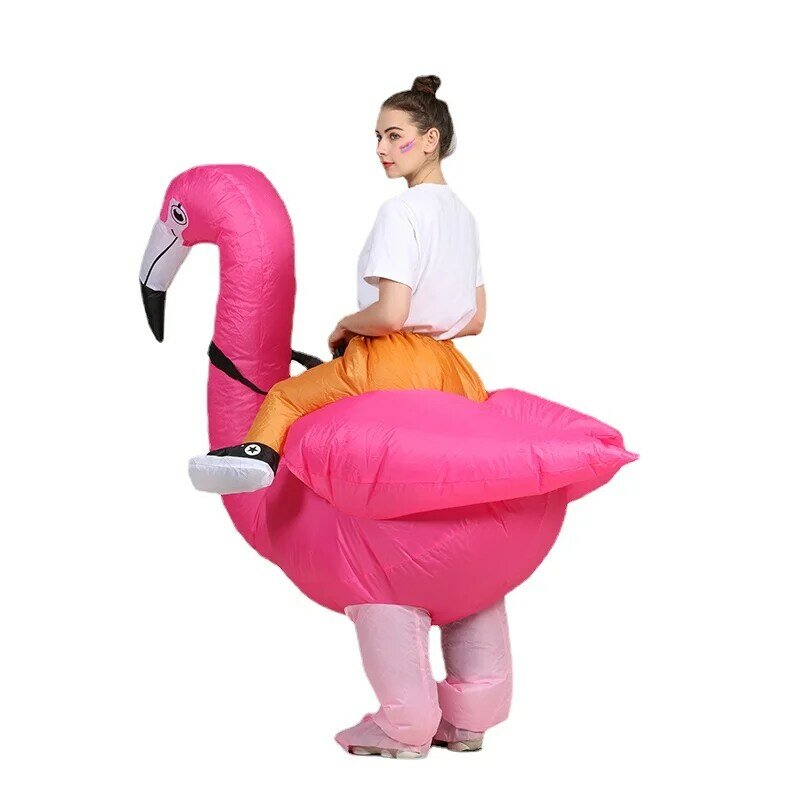 Flamingo Inflatable เครื่องแต่งกายของขวัญคริสต์มาส Mascot เครื่องแต่งกายวันฮาโลวีนสำหรับผู้หญิงผู้ใหญ่เด็กการ์ตูนอะนิเมะ Mascot คอสเพลย์สำหรับปาร์ตี้