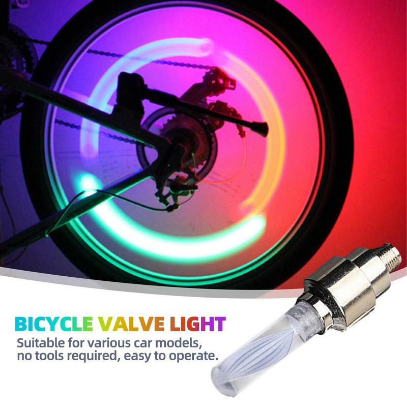 Penutup katup ban sepeda, batang katup cahaya LED tutup batang ban LED penutup katup lampu roda LED tutup katup udara