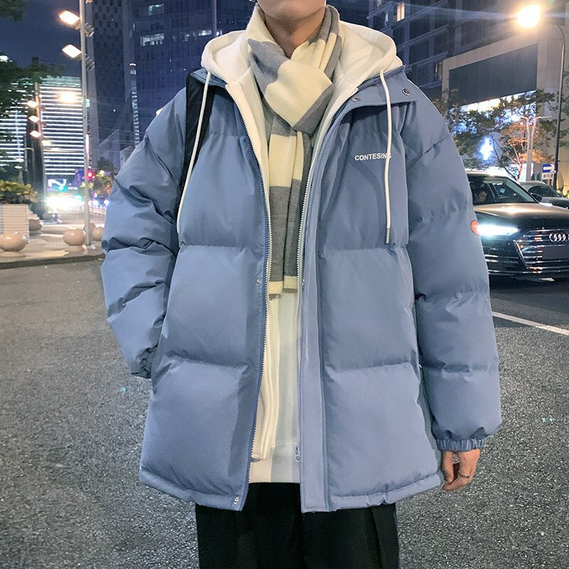 Veste à capuche Harajuku pour hommes et femmes, Parkas chaudes épaisses, Manteau monochrome, Streetwear décontracté, Mode coréenne, Hiver