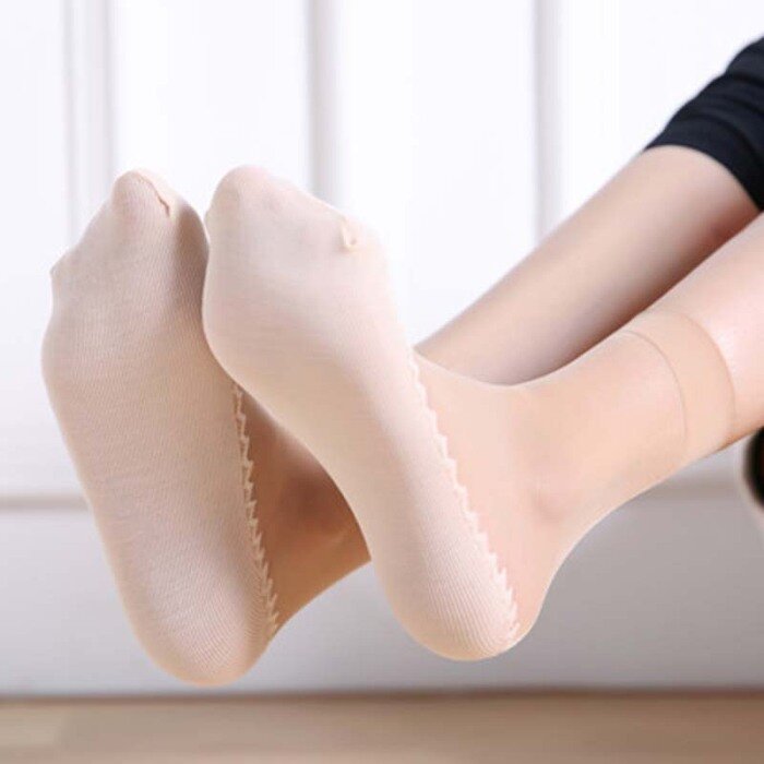 ถุงเท้ายาวถึงข้อเท้า1/10คู่สำหรับผู้หญิง, ถุงเท้ายาวถึงข้อเท้าทำจากผ้าไหมกำมะหยี่เนื้อผ้าโปร่งสำหรับใส่ฤดูร้อน
