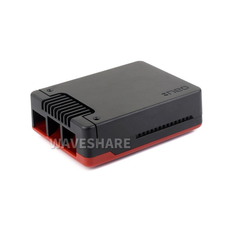 Waveshare Argon NEO Aluminum Alloy Case for Pi 5, Built-in Cooling Fan, Black / Red Color, Removable Top Cover, Pi 5 case