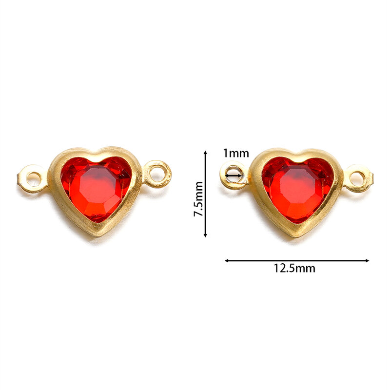 Connecteurs de bracelet en acier inoxydable avec biscuits en cristal, coeur à double trous, collier, bijoux de bricolage, exécutif, 10 pièces