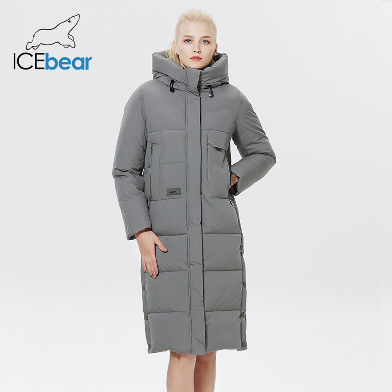 ICEbear-Casaco de Algodão Super Long Windproof Zipper para Mulheres, Outwear Parka, Casacos de Inverno Quente, GWD22598I, 2023