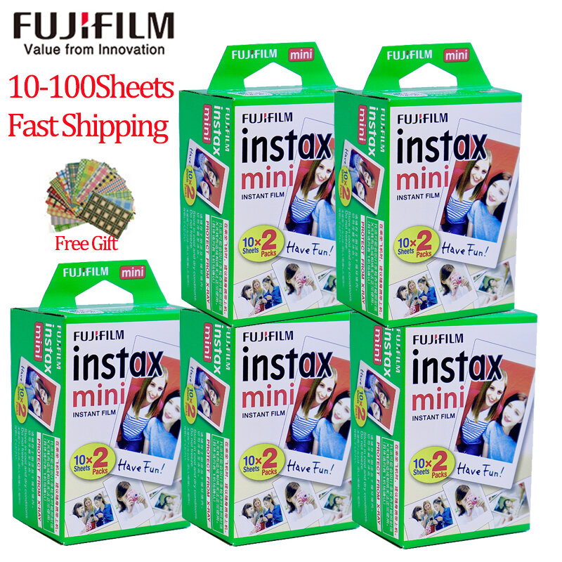 10 Sheets Fuji Fujifilm 3 Inch instax mini 12/11/9/40/90/link films white Edge for Instant Camera mini 8 9 11 7s 25  Photo paper